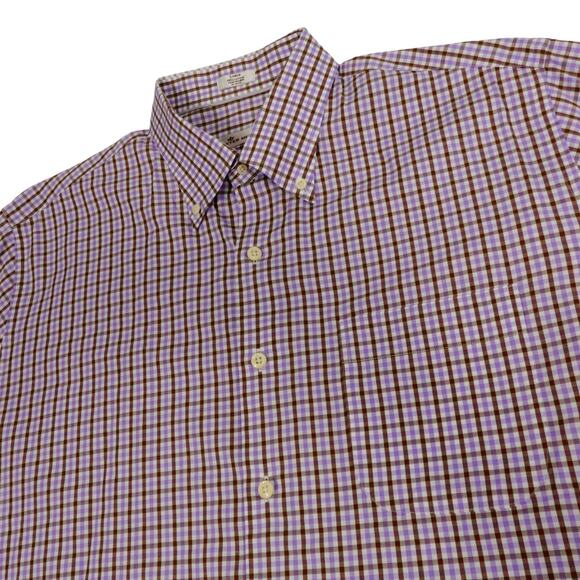 Peter Millar Mens Long Sleeve Button Up Purple Plaid Shirt Large - Picture 1 of 7